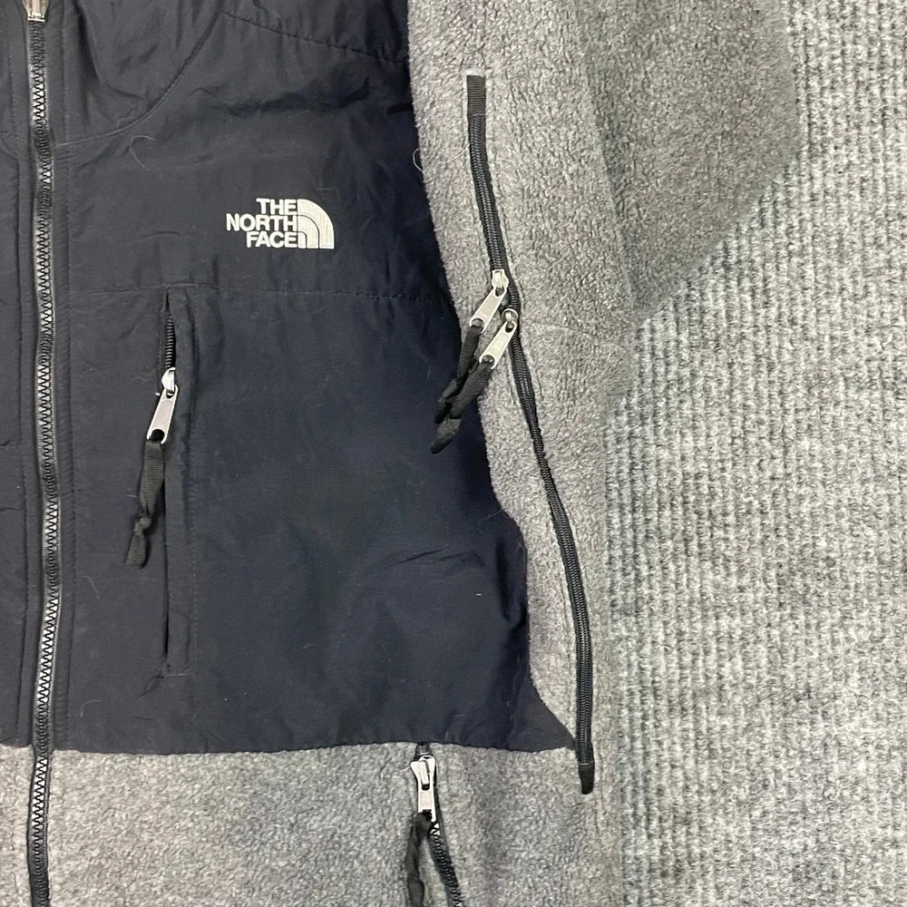 The North Face Denali Jacket Mens L Gray Black Polartec Fleece Full Zip Coat